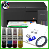 Sublimation Bundle: Epson EcoTank ET-2910 Printer + 4 x Inks + A4 Paper